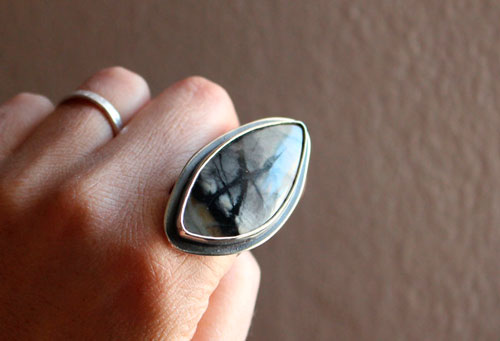 Tornado, mountain storm ring in sterling silver and Picasso Marble