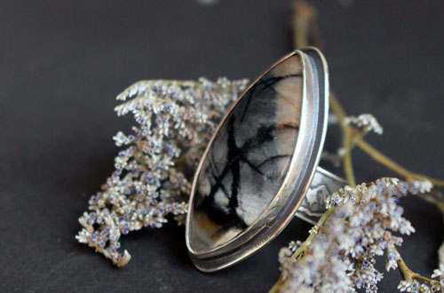 Tornado, mountain storm ring in sterling silver and Picasso Marble
