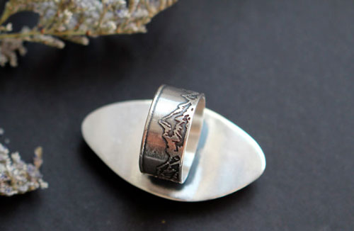 Tornado, mountain storm ring in sterling silver and Picasso Marble
