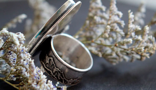 Tornado, mountain storm ring in sterling silver and Picasso Marble