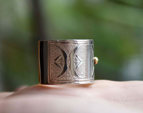 Tuareg, African ethnic tribal ring in silver and brass