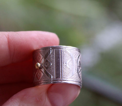 Tuareg, African ethnic tribal ring in silver and brass