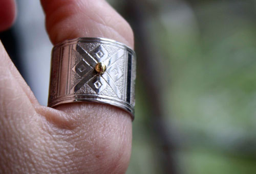 Tuareg, African ethnic tribal ring in silver and brass
