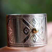 Tuareg, African ethnic tribal ring in silver and brass
