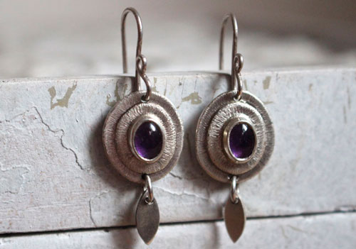 Twilight nova, celestial earrings in sterling silver and amethyst 