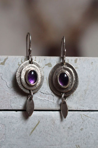 Twilight nova, celestial earrings in sterling silver and amethyst 