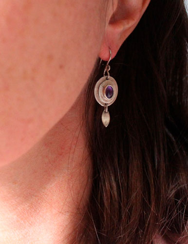 Twilight nova, celestial earrings in sterling silver and amethyst 