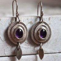 Twilight nova, celestial earrings in sterling silver and amethyst
