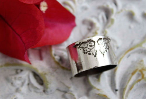 Uchronia, Steampunk retro-futuristic ring in silver
