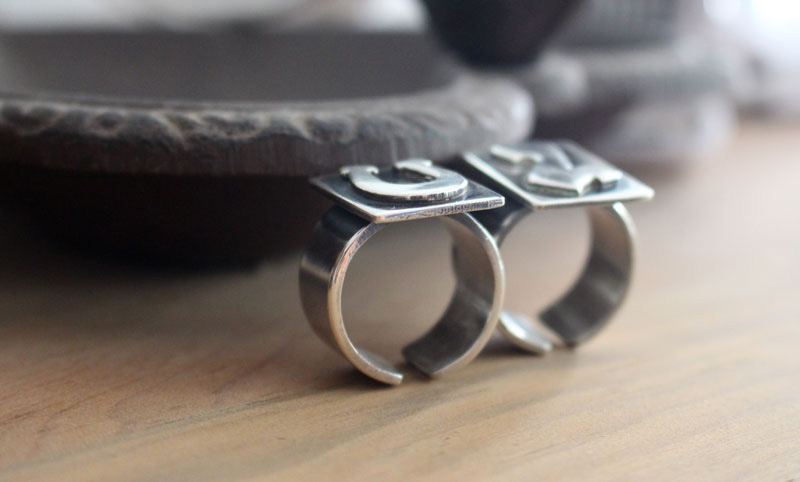 U2, rock band logo rings in sterling silver