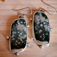 Universe melody, celestial vault earrings in silver and ocean jasper