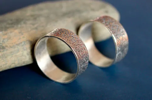 Victorian wedding bands, Baroque wedding ring in sterling silver