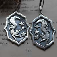 Vulpecula, nocturnal fox earrings sterling silver