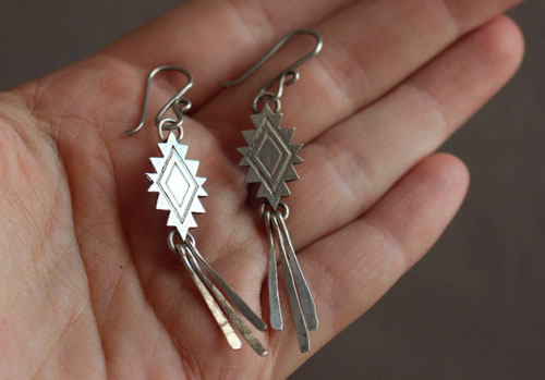 Vision, Mexican diamond earrings in sterling silver