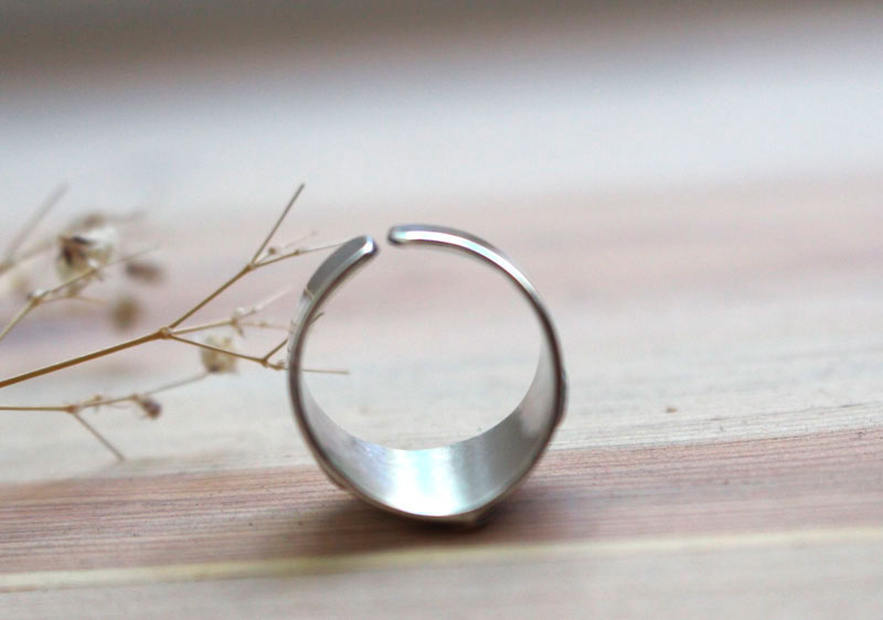 Vision, eye ring in sterling silver and brass