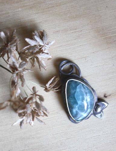 Water reflections, undergrowth stream pendant in silver and smithsonite