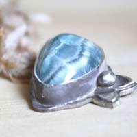 Water reflections, undergrowth stream pendant in silver and smithsonite
