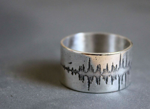 Wave, sound spectrum ring in sterling silver