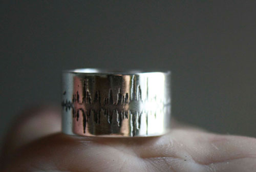 Wave, sound spectrum ring in sterling silver
