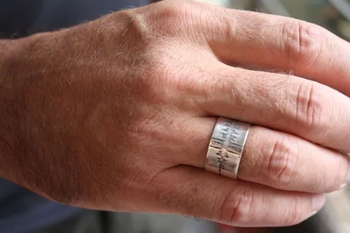 Wave, sound spectrum ring in sterling silver