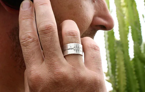 Wave, sound spectrum ring in sterling silver