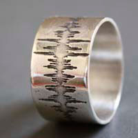 Wave, sound spectrum ring in sterling silver