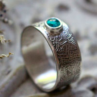 With the water’s flow, abundance mandala ring in silver and apatite