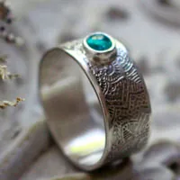 With the water’s flow, abundance mandala ring in silver and apatite