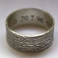 Wooden wedding, 5th wedding anniversary ring in sterling silver