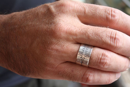 Wave, sound wave ring in sterling silver