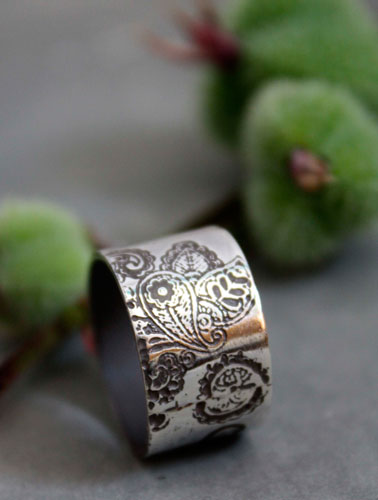 Winter jasmine, Indian flower ring in sterling silver