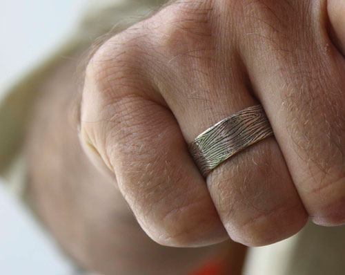Wood, grainwood ring in sterling silver