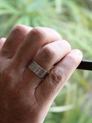 Wood, grainwood ring in sterling silver