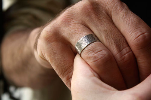 Wood, grainwood ring in sterling silver
