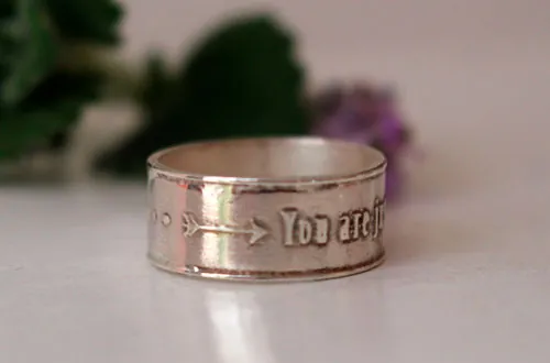 You are just one step away, encouragement and spirituality ring in silver