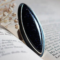You are no longer here, commemorative ring in silver and blue goldstone