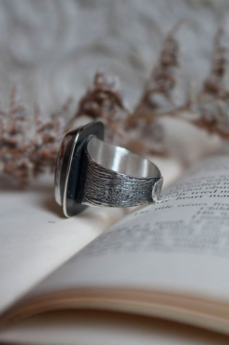 Your heart is engraved in my bark, fidelity ring in silver and labradorite