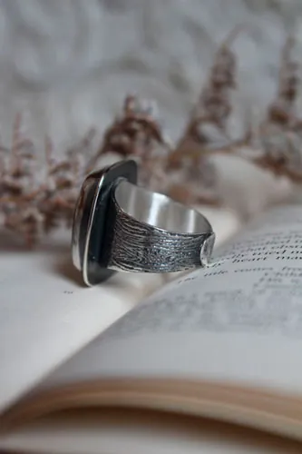 Your heart is engraved in my bark, fidelity ring in silver and labradorite