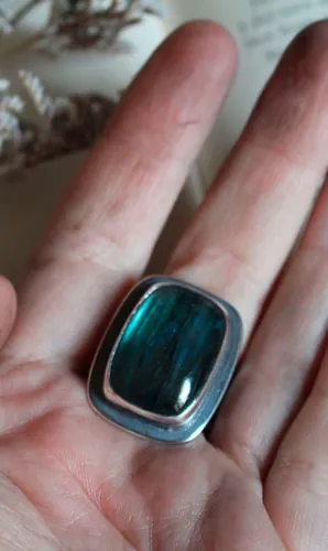 Your heart is engraved in my bark, fidelity ring in silver and labradorite