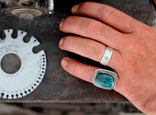 Your heart is engraved in my bark, fidelity ring in silver and labradorite