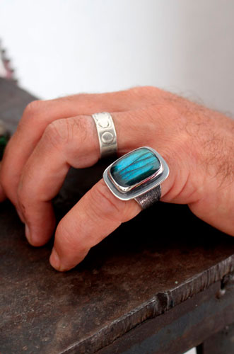 Your heart is engraved in my bark, fidelity ring in silver and labradorite