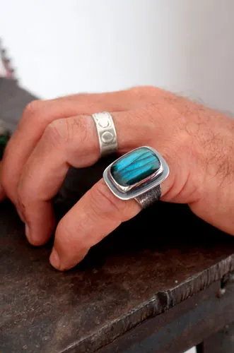 Your heart is engraved in my bark, fidelity ring in silver and labradorite