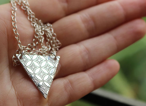 Yashiro, triangle Japanese sanctuary necklace in sterling silver