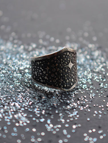 You are star dust, Milky Way and stars ring in sterling silver