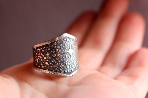 You are star dust, Milky Way and stars ring in sterling silver