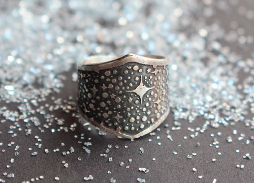 You are star dust, Milky Way and stars ring in sterling silver