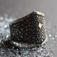 You are star dust, Milky Way and stars ring in sterling silver