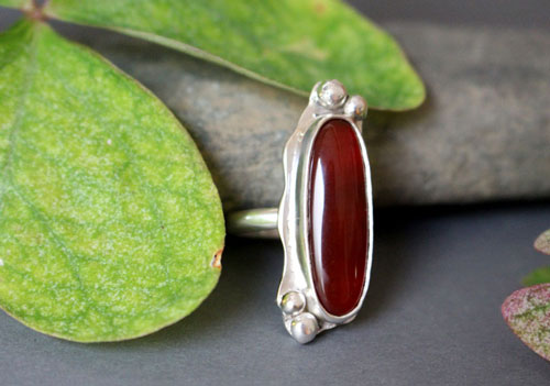 Zephyrine, sterling silver ring with a gemstone of your choice: onyx, tiger eye, howlite, red agate or green agate