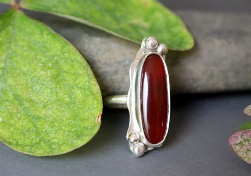 Zephyrine, sterling silver ring with a gemstone of your choice: onyx, Tiger’s Eye, howlite, red agate or green agate
