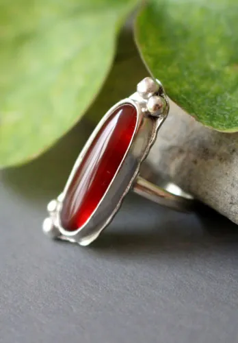 Zephyrine, sterling silver ring with a gemstone of your choice: onyx, Tiger’s Eye, howlite, red agate or green agate